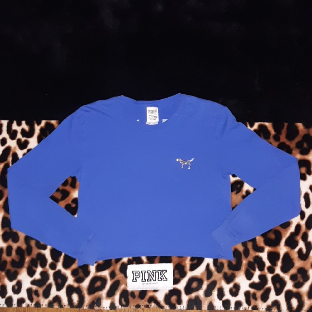 Victorias secret pink bling crop long sleeve